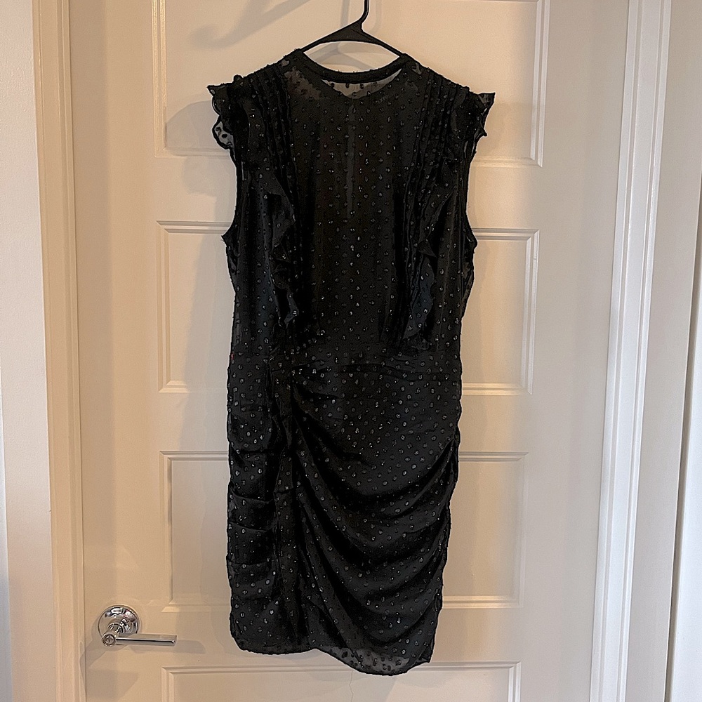 Black Shimmer Polka Dot Sexy Ruffle Dress